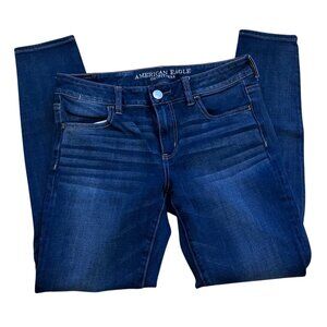 American Eagle Womens Regular Fit High-Rise Skinny Jeans Dark Wash Size 8